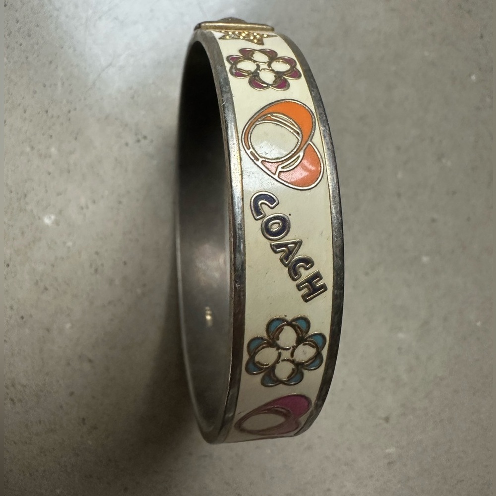 Coach Cream and Multicolor Floral Bangle